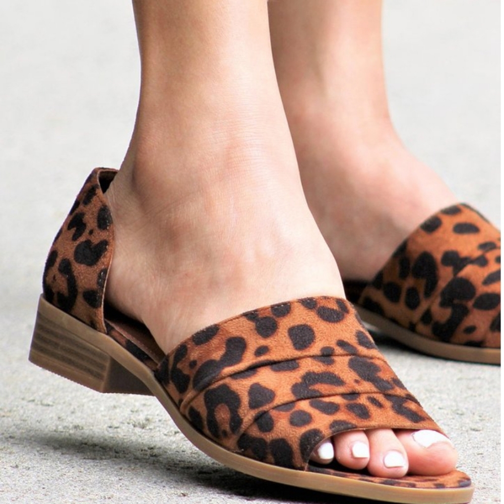Leopard Open Toe Heeled D'Orsay Sandal